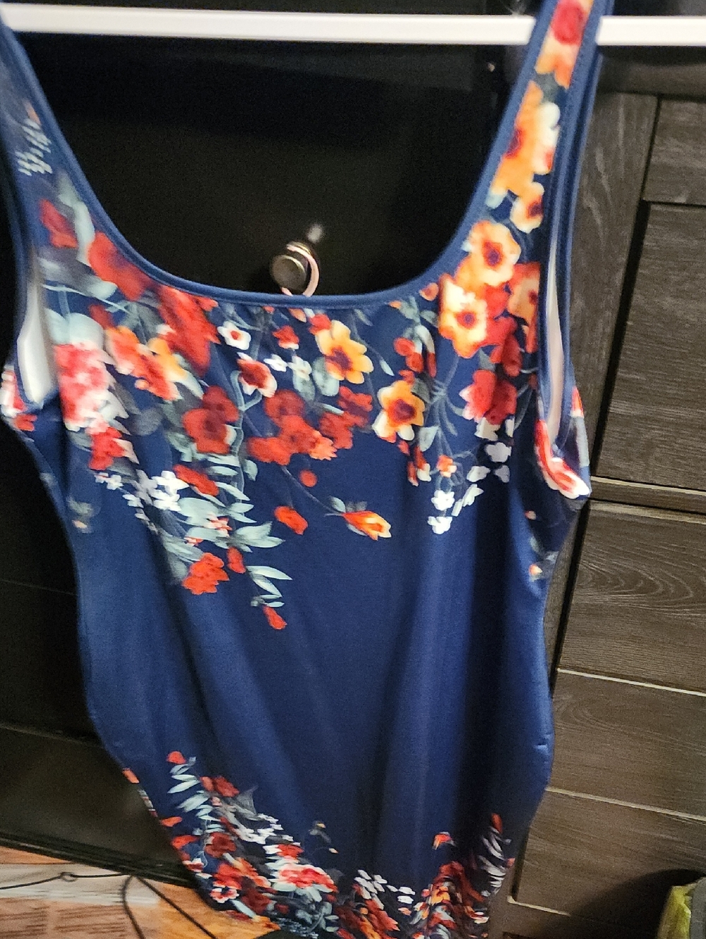 Floral Scoop Neck Navy Tank Dress- Women's